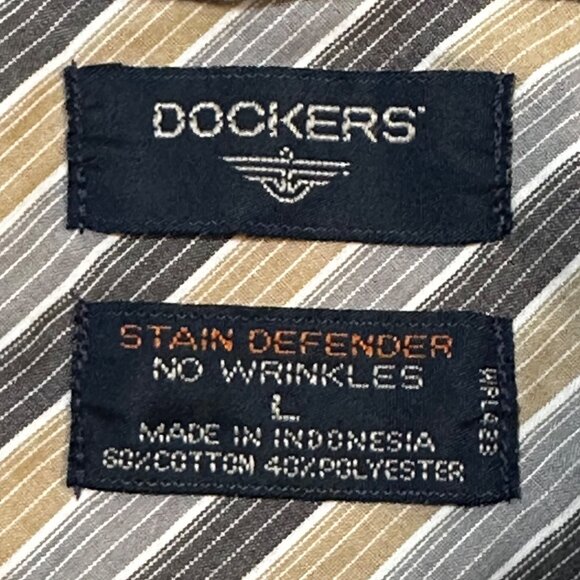 Dockers Men's Striped Long Sleeve Shirt L Stain Defender No Wrinkles - Picture 4 of 11